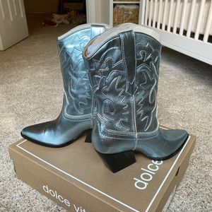 Dolce Vita Laden Electric Blue Leather Cowgirl Boots, NEVER WORN